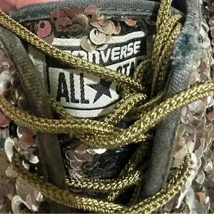 Converse Brown Shiny Sequins Lace Up Canvas Sneaker 9